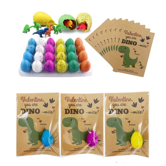YZHMYR Dinosaur Valentine's Day Exchange Cards & Classroom Party Favors 10-Pack Growing Dinosaur Egg Set for School Class Gift Exchange Student Holiday Activity Easter Basket Filler Party Supplies
