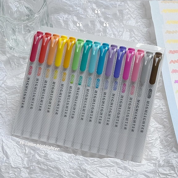 YZHMYR Double-Ended Highlighter Pens 15-Color Marking Key Pen Versatile Tips Stylish Stationery For Students Professionals Note Taking Textbook Highlighting Exam Prep Office Planner Desk Supplies