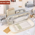 thumbnail image 1 of YZHMYR Double Layer Transparent Pencil Case Large Capacity Canvas PVC Stationery Box 50+ Pens Storage Pouch for Teen Girls Student Classroom Back to School Desk Organizer Stationery Supplies, 1 of 1
