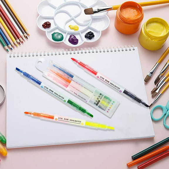 YZHMYR Fluorescent Highlighter Pens Double Headed 3ml Candy Colors Fast-Drying No Smudge Soft Ink for Students Teachers Office Workers Diaries Notes Planners School Papers Color-Coded Annotation