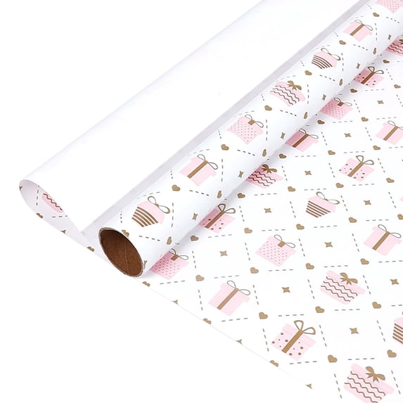 YZHMYR Holiday Gift Wrapping Paper Roll Thick Heavy-Duty Anti-Tear High-Sheen Finish Reversed White Guide Lines Fully Recyclable for Valentine's Day Mom's Day Birthday Wedding Christmas Gift Packing