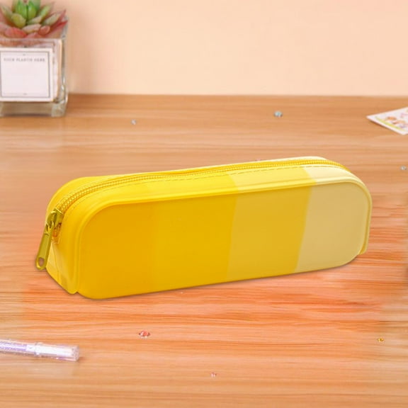 YZHMYR Macaron Gradient Silicone Pencil Pouch Portable Zipper Stationery Bag Flexible Easy-Clean Large Capacity For Home Office School Student Travel Pen Storage Desk Organizer Supplies