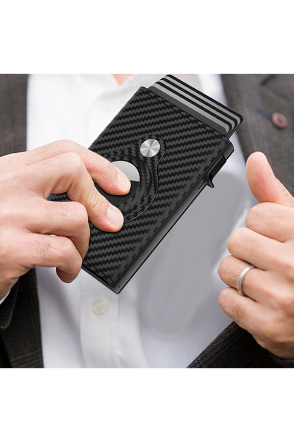 Men's Aluminum Alloy Card Wallet & 3-Fold Magnetic Closure RFID Blocking Slim Compact Anti-Lost NFC Keychain 13 Card 50 Bills Holder for Daily Business Travel Credit Card Storage