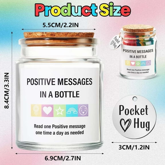 YZHMYR Mental Health Affirmation Jar & 90 Motivational Quotes NFC Keychain Exquisite Glass Jar Anxiety Relief Mindfulness Support for Self-Care Desk Decor Mother's Day Birthday Holiday Gift Booster