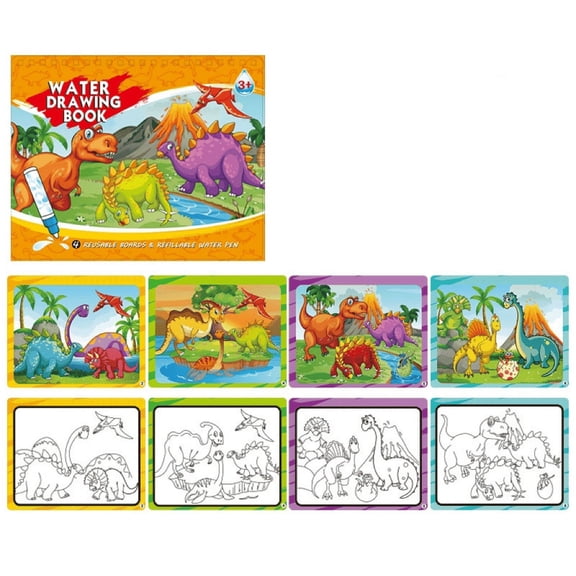 YZHMYR Reusable Water Doodle Book Double Sided Pages Reusable Cycle Use with Refillable Water Pen for DIY Graffiti Drawing Art Activity Creative Doodling Stress Relief Drawing Art Supplies