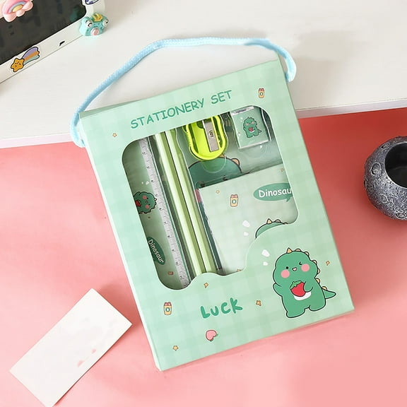 YZHMYR Student Stationery Six-Piece Set Wooden Pencils Eraser Pencil Sharpener Ruler Notebook Kindergarten Drawing Sketching Supplies Comfortable Grip Colorful Inspirational School Gift Set