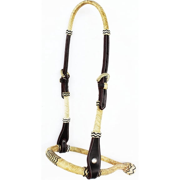 YZJSM Horse Western CORE BOSAL Hackamore BITLESS Bridle Headstall Rawhide Mecate 27903