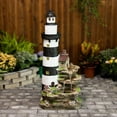 thumbnail image 1 of YZM 38.58" H Lighthouse Floor Waterfall Fountain with LED Lights 3-Tiered Rock Water Fountain Outdoor Garden for Patio Backyard Home Decor, 1 of 6