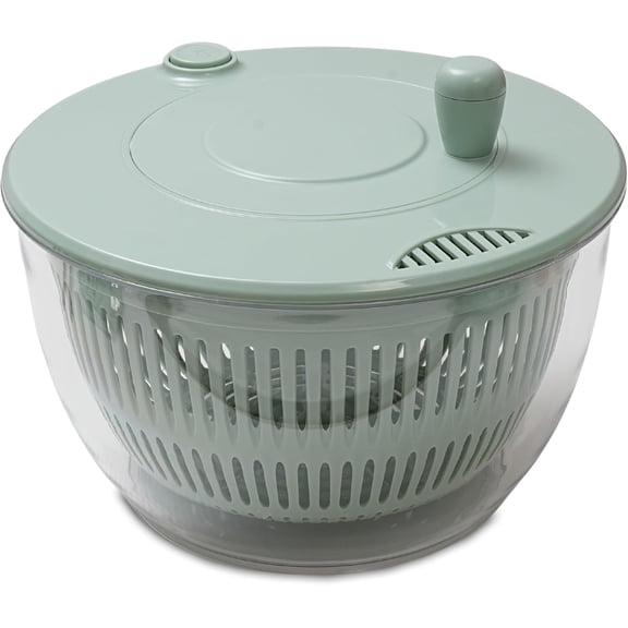 YZOUTDO Large Salad Spinner 7-in-1  Vegetable & Fruit Washer, Dryer, Slicer, Shredder, Juicer  Non-Slip, BPA-Free, Dishwasher Safe Lettuce Spinner Bowl for Meal Prep (Green)