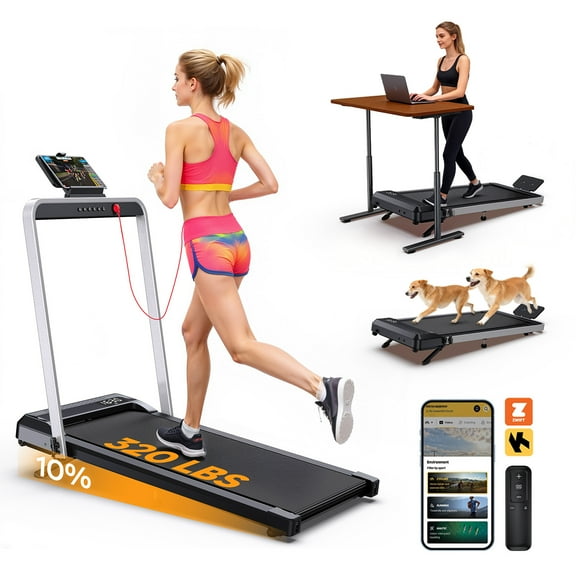 YZRUN Walking Pad, 2.5 HP Treadmills for Home Small with Handles, 5 MPH Under Desk Treadmill Walking Pad, 265 LBS