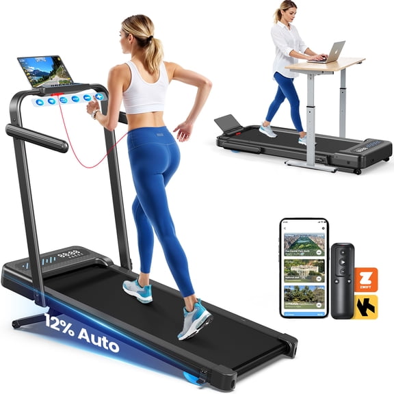 YZRUN Folding Treadmill – 12% Auto Incline, 350LBS Capacity, 3.0HP Quiet Motor