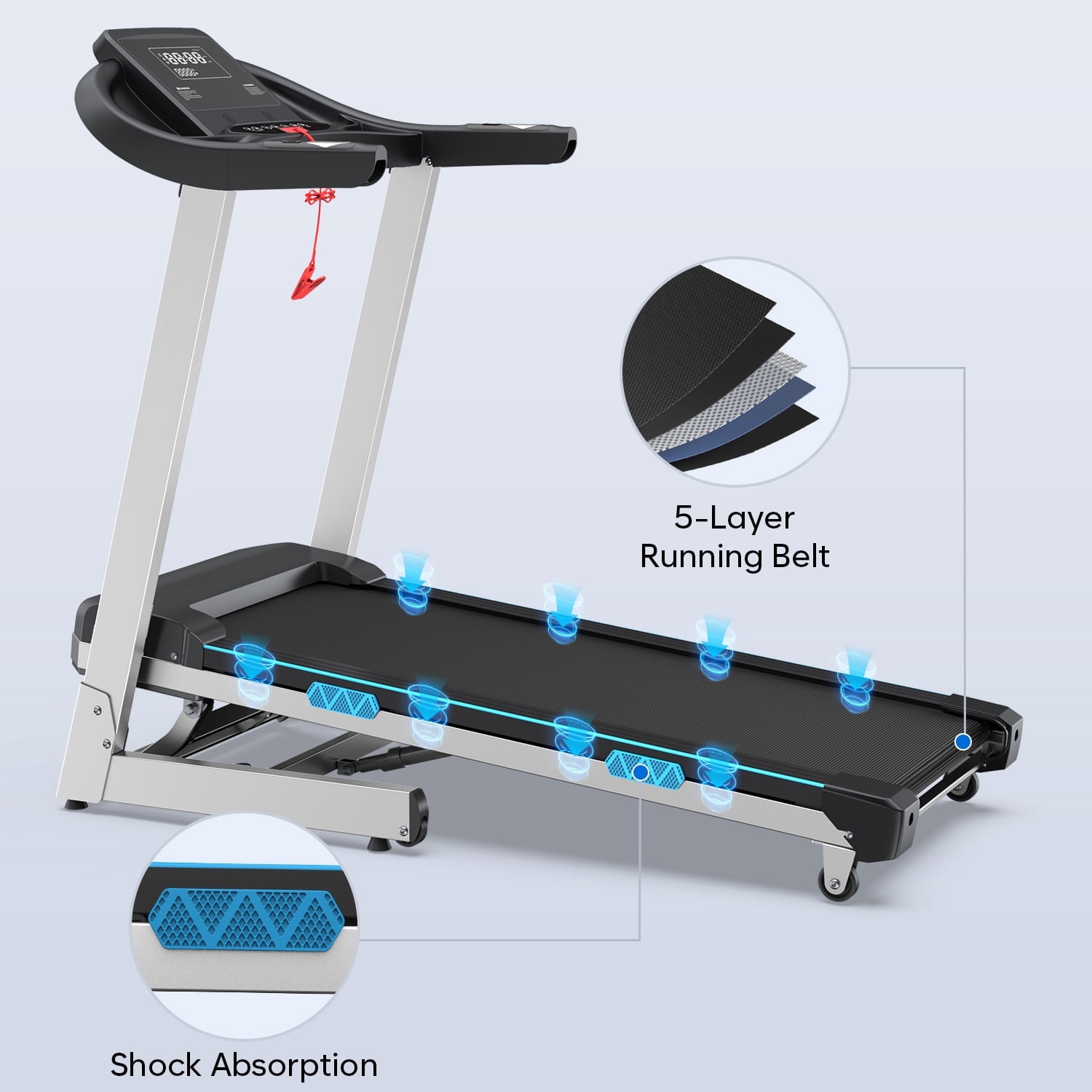 YZRUN Treadmill with 15% Auto Incline, 4 HP Folding Treadmill for Home Running, 400 lbs Weight Capacity, Bluetooth Speaker