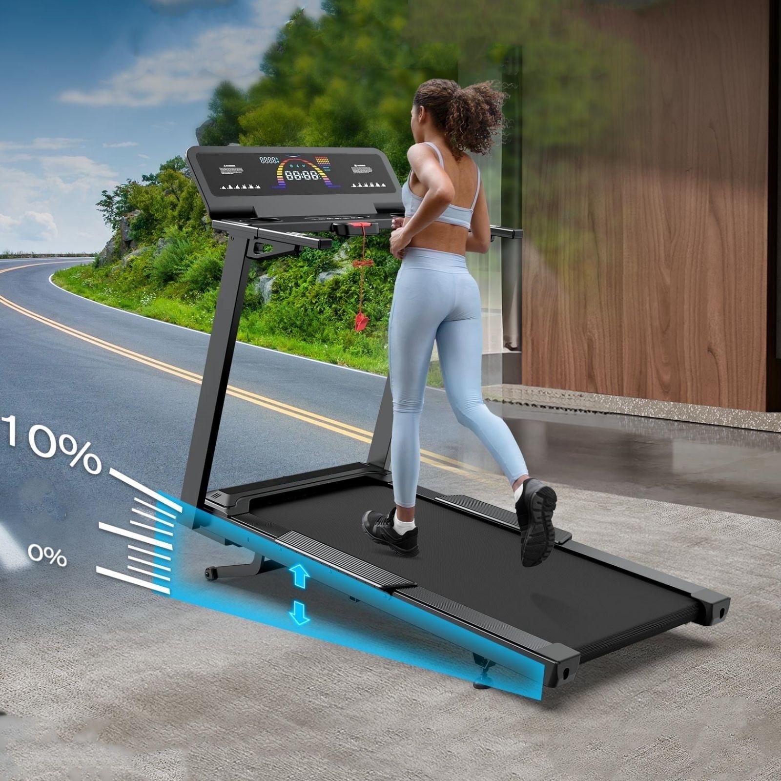 YZRUN Treadmills for Home with Auto Incline, 5 HP Foldable Treadmill with Extra-large 20"x 55" Running Area, 500LBS Capacity,10 MPH Speed, App Voice Control