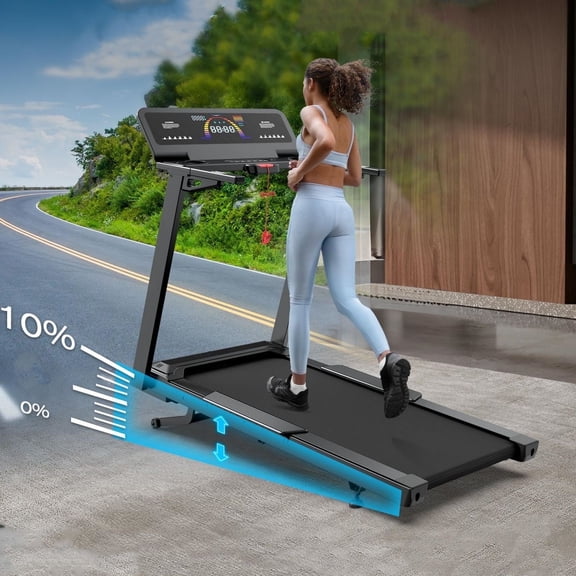 YZRUN Treadmills for Home with Auto Incline, 5 HP Foldable Treadmill with Extra-large 20"x 55" Running Area, 500LBS Capacity,10 MPH Speed, App Voice Control