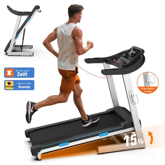 YZRUN Treadmill, 4.0 HP Heavy Duty Treadmill for Home, Portable Folding Treadmill Auto Incline Treadmill, 320 lbs Capacity, 8.7 MPH, 45″*18″ Running Belt