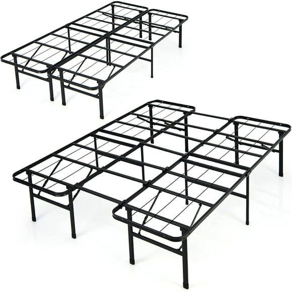 Folding Bed Frame, Twin/Full Size Portable Bed Base for , Teens & Adults, Tool-Free Assembly, No Box Spring Needed, 660 LBS Capacity, Steel Platform Bed