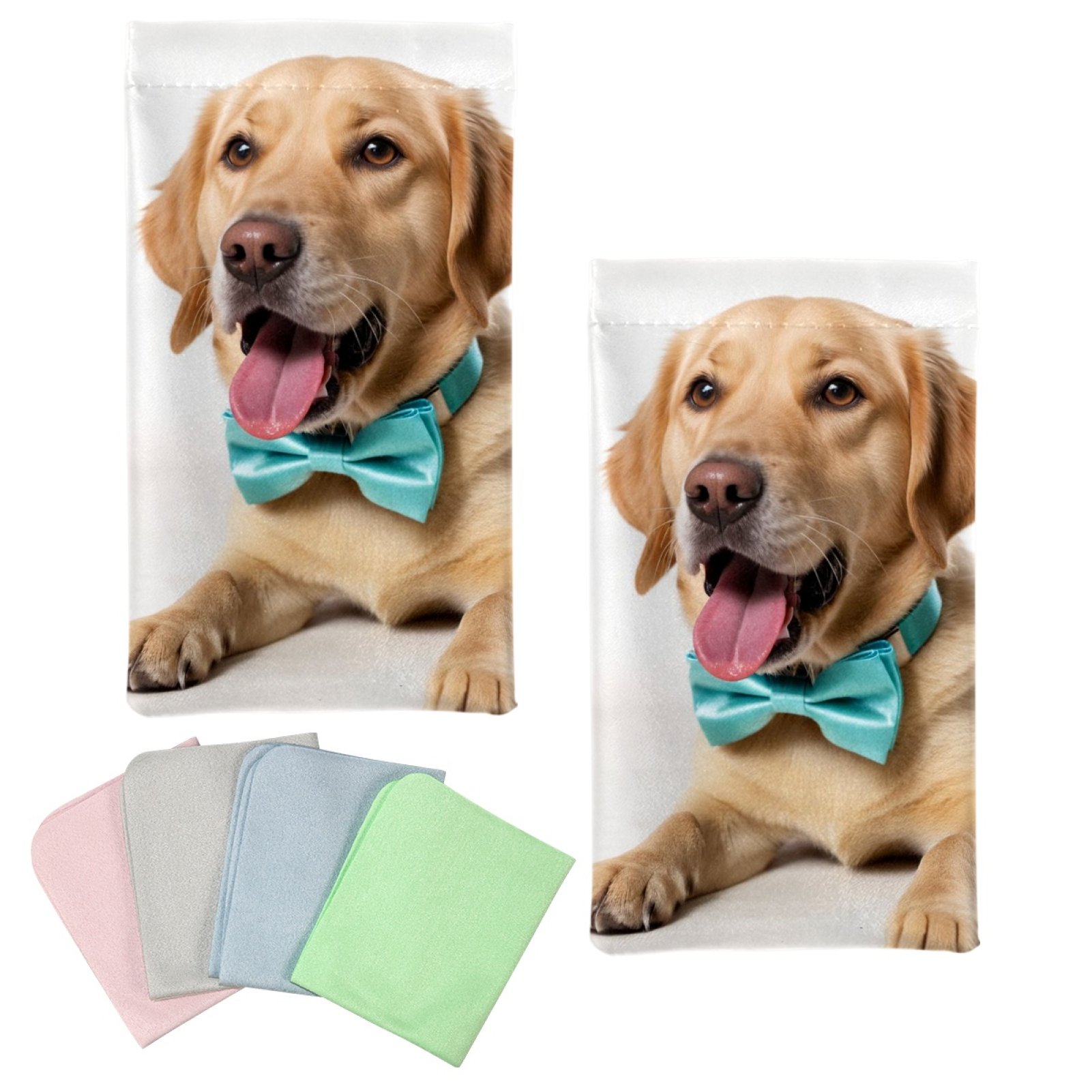YZUOUZY 2 Pack,Sunglasses Case,Sunglass Case,Eyeglass Case Soft,Golden Retriever Dog Blue Tie