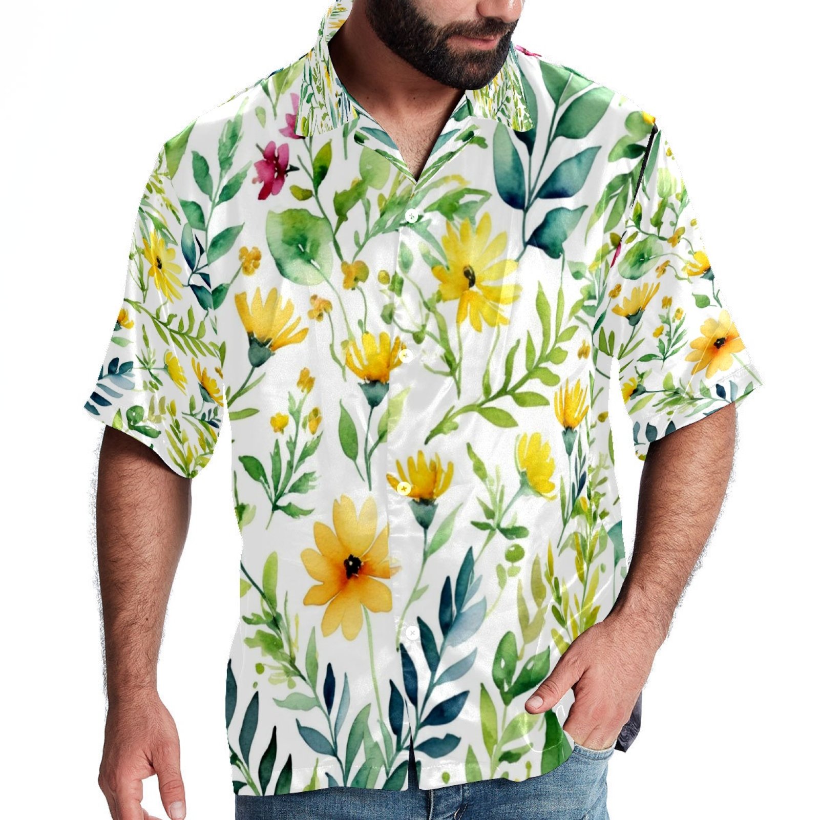 YZUOUZY Hawaiian Shirts for Women,Beach Shirt,Unisex，Polyester,Golden