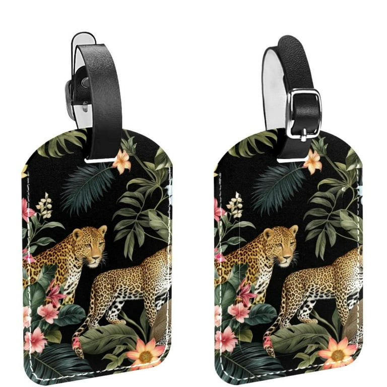 YZUOUZY Luggage Tags for Suitcases Bag Tags for Luggage Cute Luggage Tag Kids Luggage Tag Animals Lion Cheetah Monkey Iguana PU Leather 2 Pack Walmart