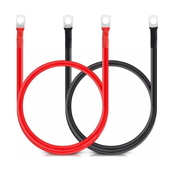YZWEI 2 Awg Battery Cable, Battery Cables, 2 Gauge Battery Cable, Heavy Duty Truck Battery Cables Copper Conductor 50cm PVC Insulated for Cars RV Solar