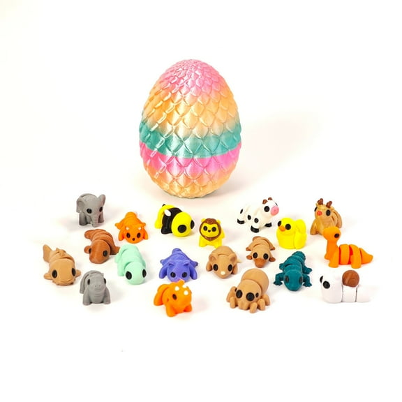 YZWEI 3D Printed Crystal Dragon, 3D Dragon Egg, 3-D Printed Animals, 3D Printed Mini Animals, Multicolor - (C) 3.9"
