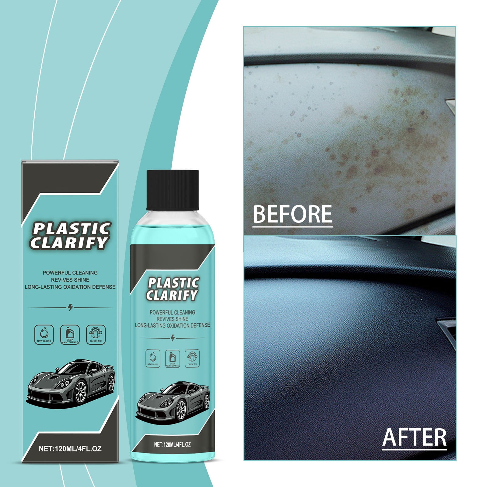 WAWJ Rénovateur Plastique Voiture 50 Ml – Restaurateur & Protecteur Brillant Pour Plastiques Extérieur & Intérieur Auto, Camion, Moto