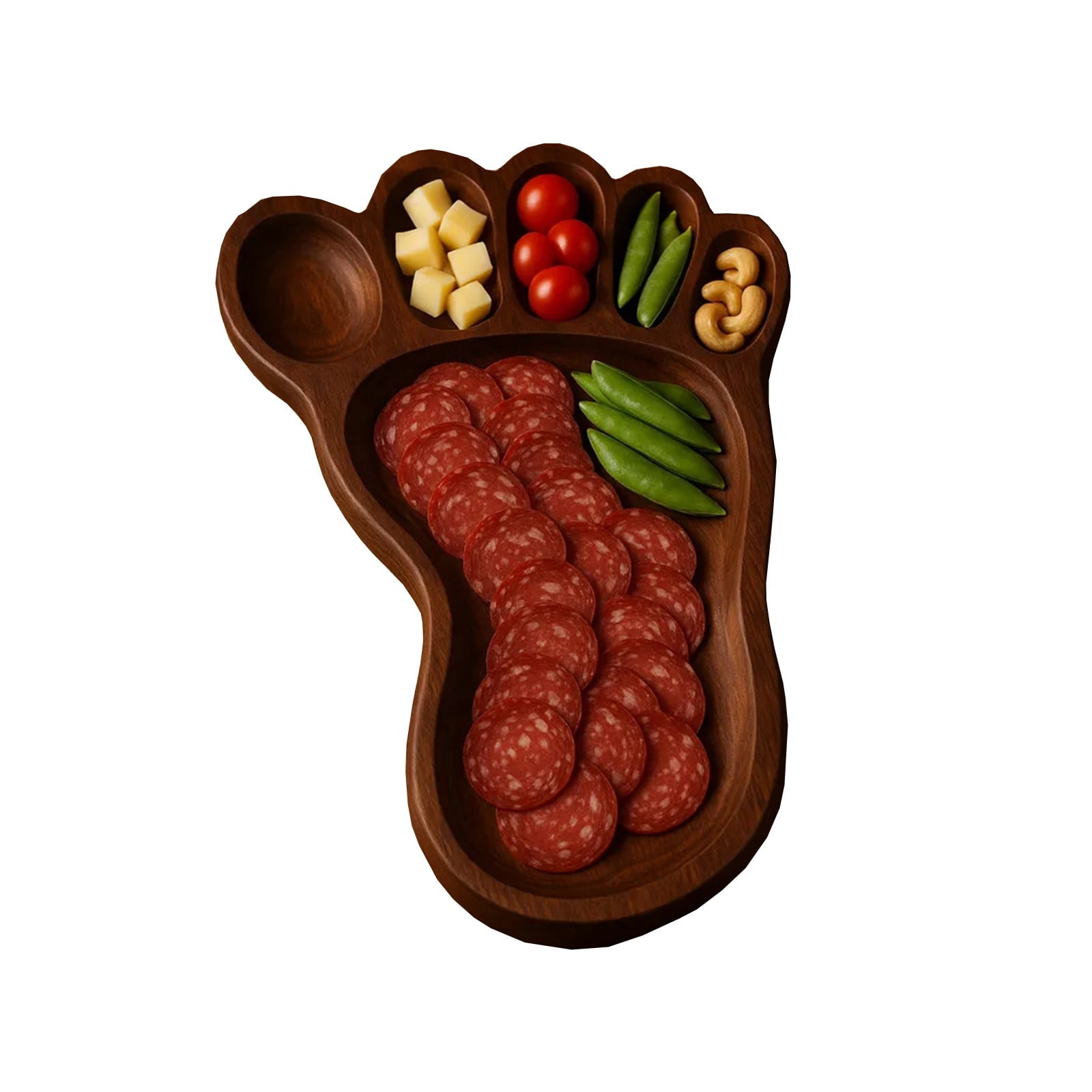 Bigfoot Charcuterie Board 12.6"x7.6" | Unique Footprint Cheese Board & Serving Tray | Bamboo Gift For Parties, Camping