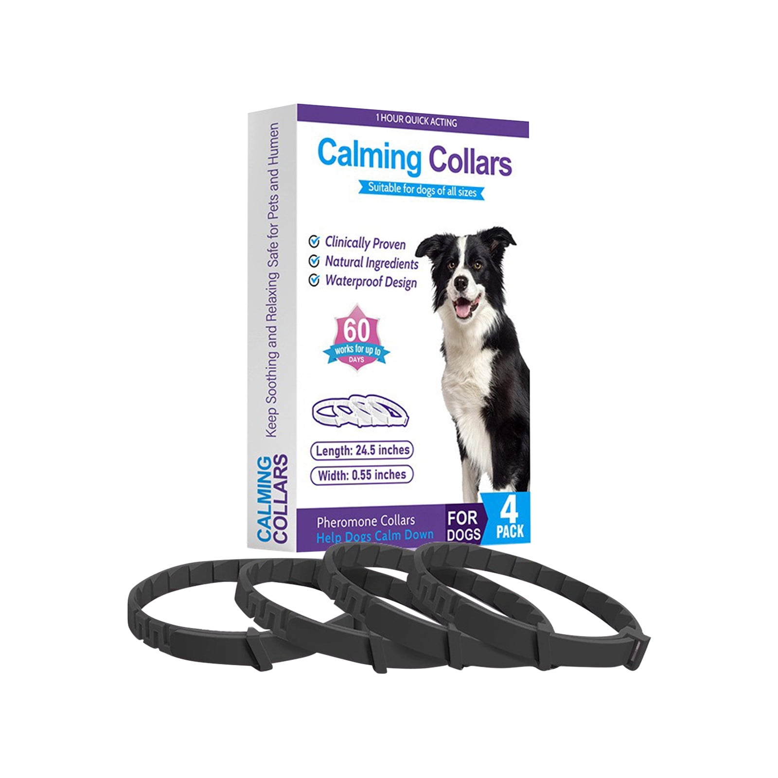 Image showcasing YZWEI Set of 4 Calming Anxiety Relief Collars for Pets, Adjustable and ...