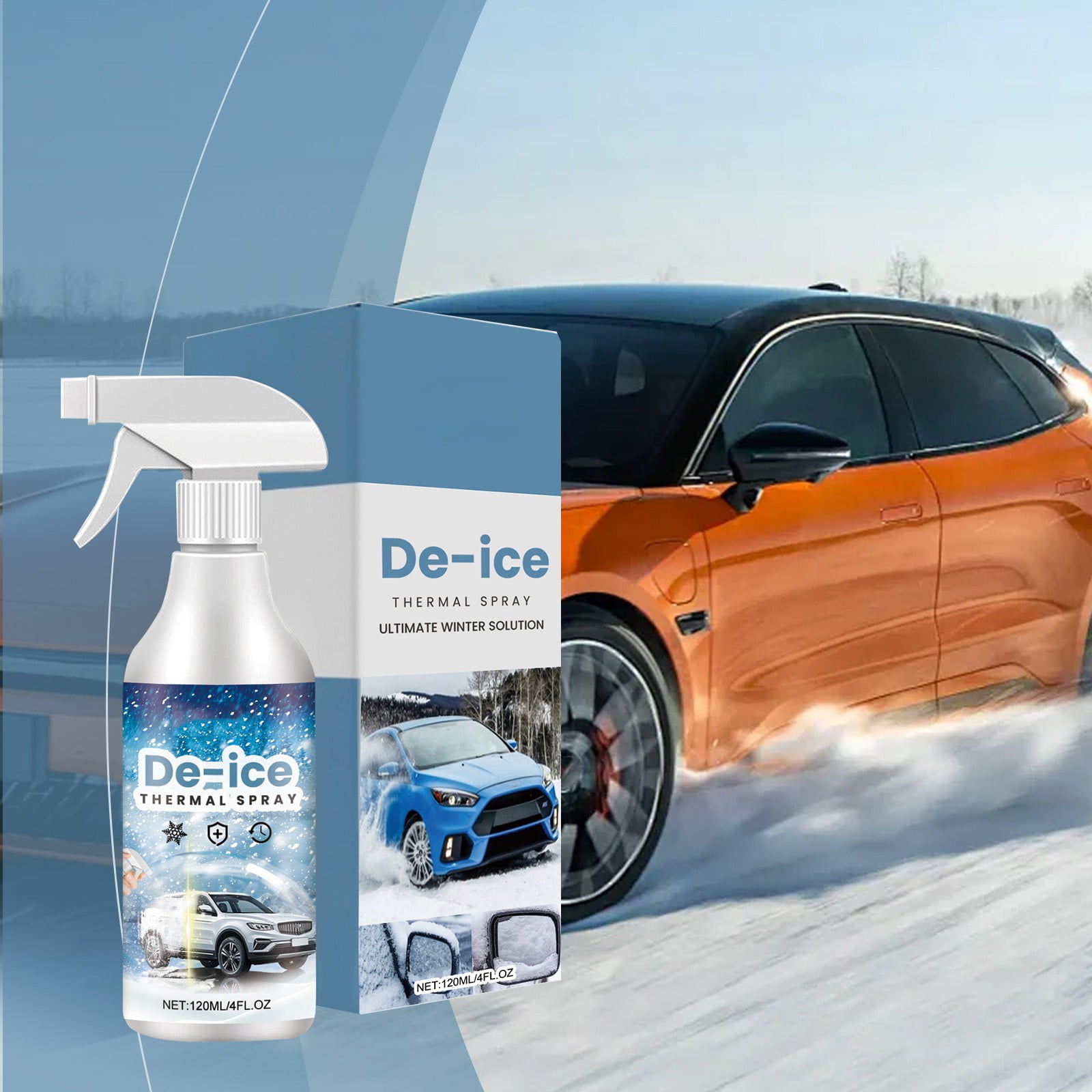 YZWEI Windshield Deicer Spray, De Icer for Car Windshield Spray, Ice Melt Spray for Car Windshield, Car De-Icing Spray, Fast Snow & Ice Removal for Windows & Windshields - 120ml (4 OZ)