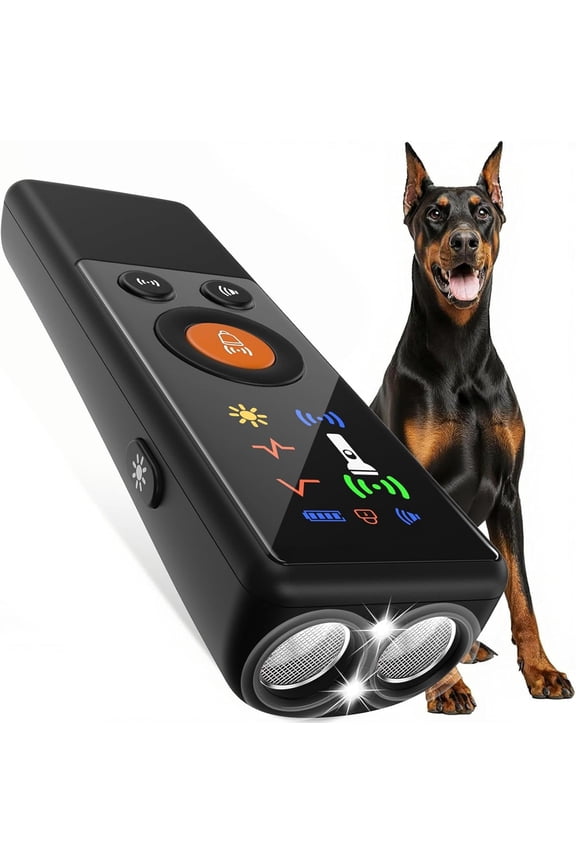 Dog Bark Deterrent Ultrasonic Training Device with 4 Modes and 2X Power Emitters Anti Barking Device for Dog,Indoor Outdoor Use Rechargeable,for Behavior Correction Safe,Up to 50ft Rang