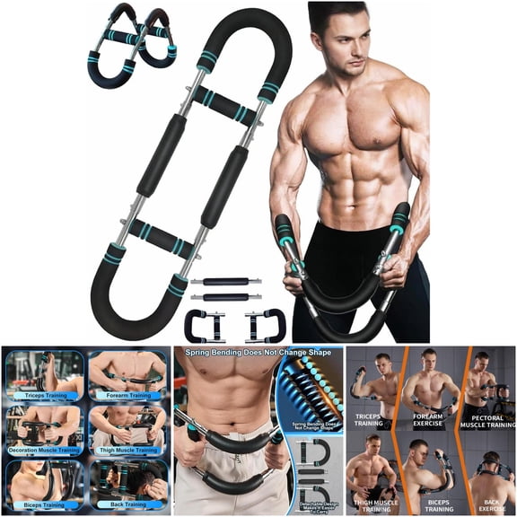 YZXIN YZX-BLQ-10 Twister Arm Trainer, Portable Detachable Spring Resistance Upper Body Fitness Machine with 40-100 LBS Adjustable Power, Blue