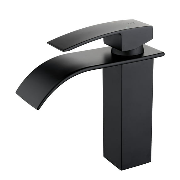 YZZY Single Handle Waterfall Bathroom Faucet Black Bathroom Basin Faucet Single Hole Bathroom Vanity Sink Faucet