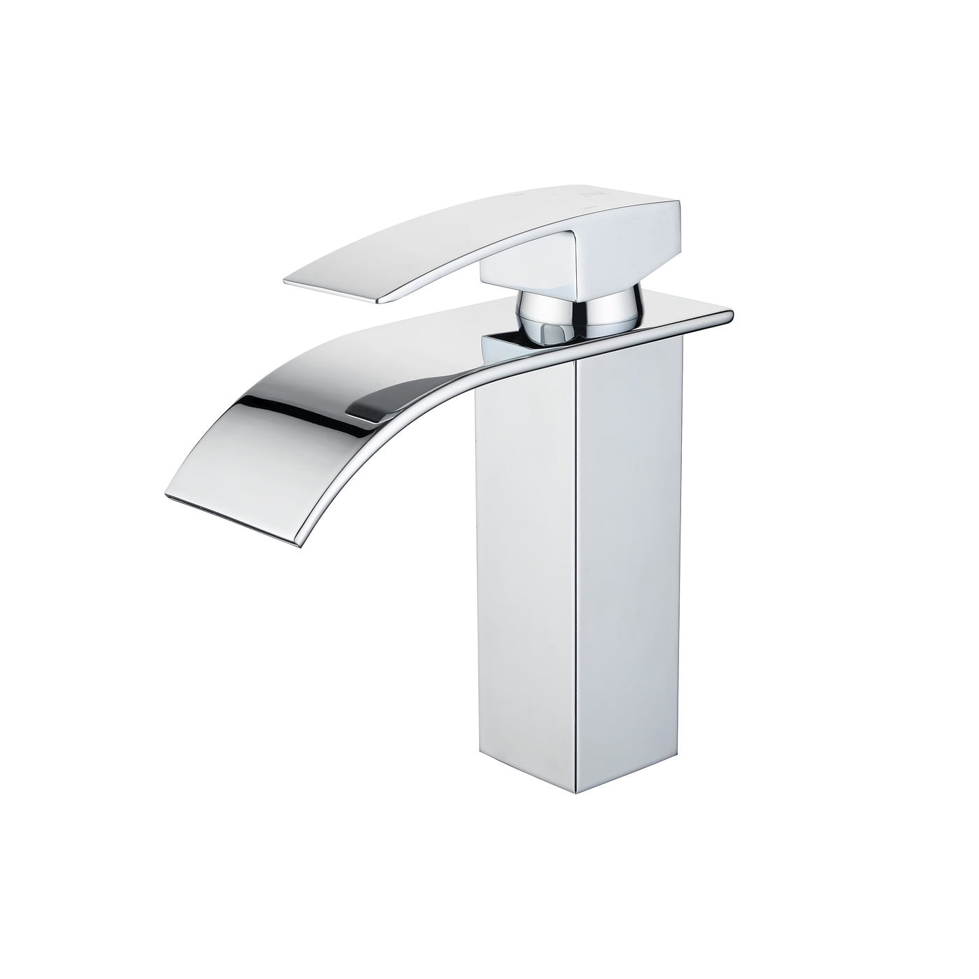 YZZY Single Handle Waterfall Bathroom Faucet Brushed Chrome Bathroom Basin Faucet Single Hole Bathroom Vanity Sink Faucet