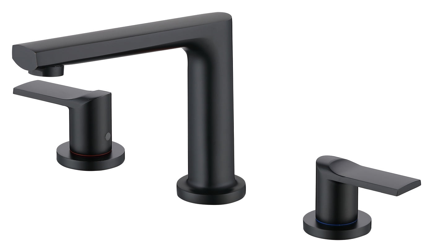 YZZY Widespread Bathroom Sink Faucet 3 Holes Black Lavatory Vanity Sink Faucet 2 Lever Handle Bathroom Basin Faucet