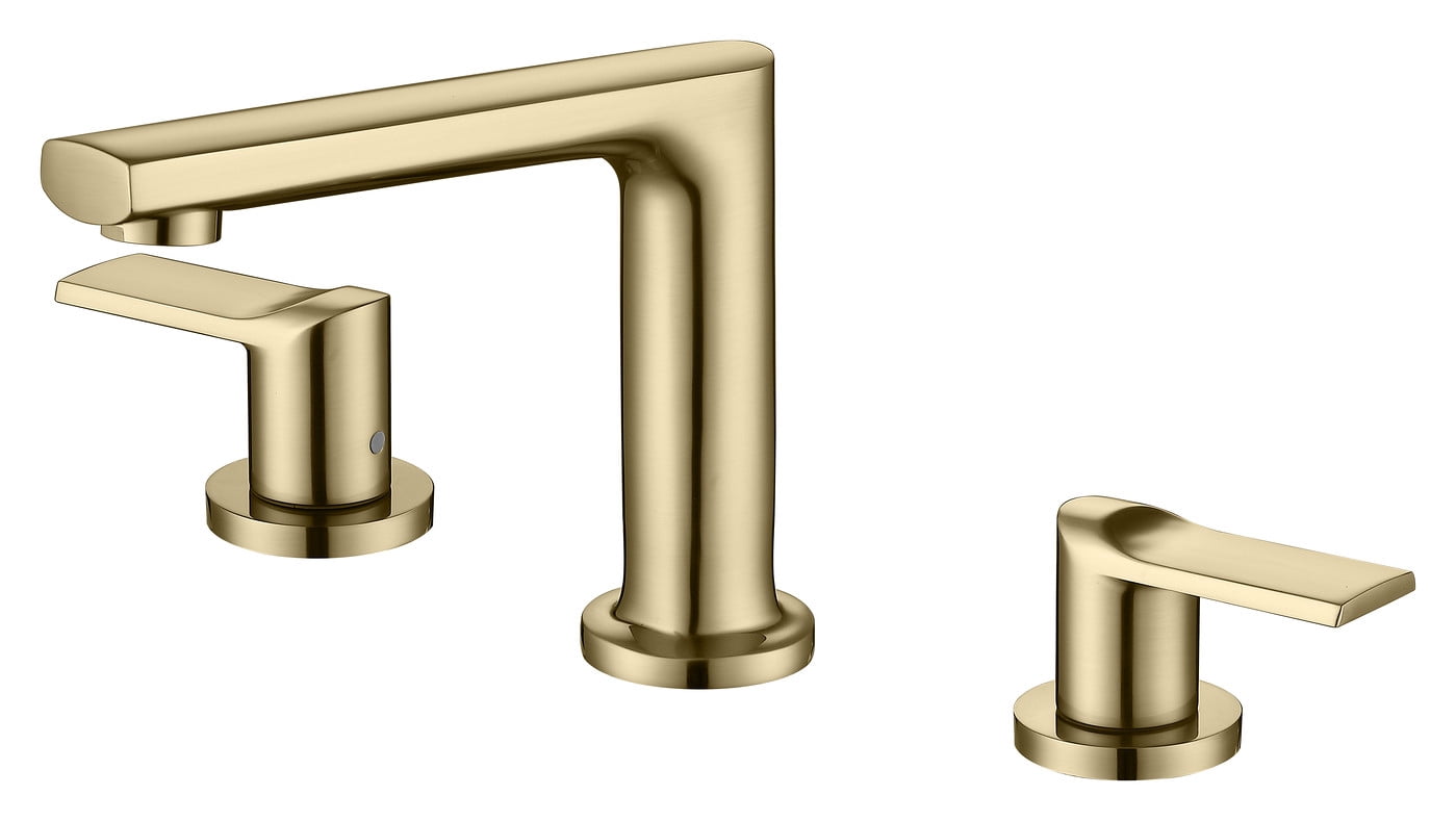YZZY Widespread Bathroom Sink Faucet 3 Holes Brushed Gold Lavatory Vanity Sink Faucet 2 Lever Handle Bathroom Basin Faucet
