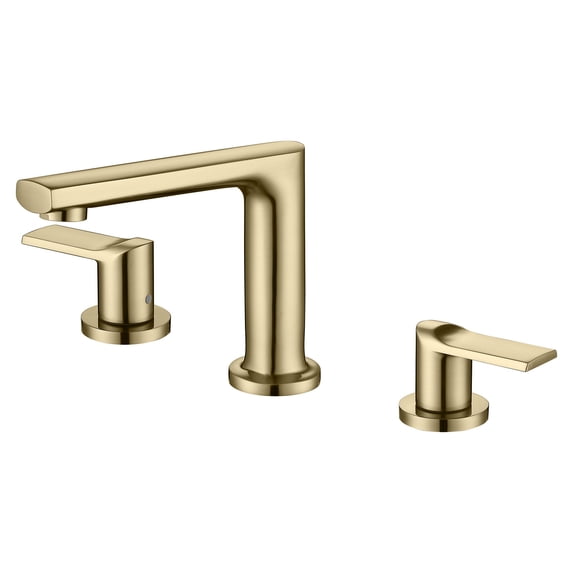 YZZY Widespread Bathroom Sink Faucet 3 Holes Brushed Gold Lavatory Vanity Sink Faucet 2 Lever Handle Bathroom Basin Faucet