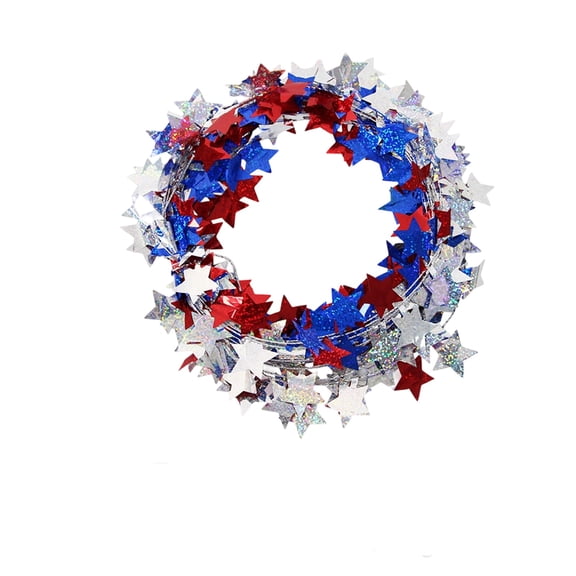 YZZZJZOL Red Blue Silver Wire Star Garland 25Cm Shiny Tinsel Garland Perfect Decorative Accessory For Fourth Of July Independence Day And Birthday Celebrations.