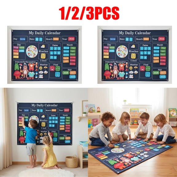 YZZZJZQL 1PCS Preschool Felt Calendar Board Essential Classroom Supply for Circle Time Week Days Learning Chart for Toddler Early Education