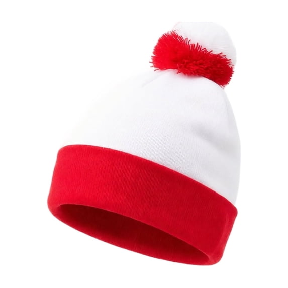 YZZZJZQL Christmas Adult Red White Striped Knit Beanies Hat Winter Beanie Hat With Pom Pom Beanie For Christmas Halloween Party Hat