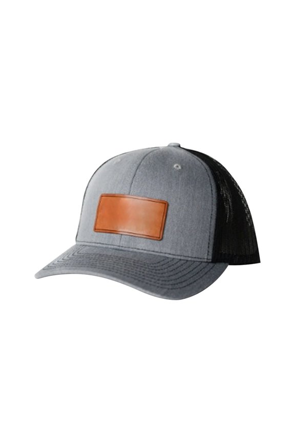 Custom Engraved PU Leather Patch Trucker Hat Cotton Polyester Blend Mesh Back Snapback Adjustable Curved Brim Personalized Text Baseball Cap For Father Day