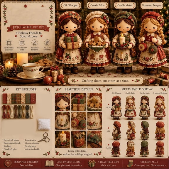 YZZZJZQL Doll Making Kit Pre-Cut Felt Doll Art Sewing Kits Diy Craft Kit With Full Materials,Handmade Project For Adults&Beginners Home Decor