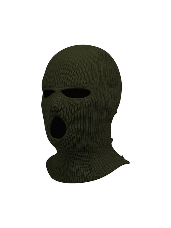 Ski Mask Warm Windproof And Stylish Knitted Winter Three Hole Knit Cap Lightweight Warm Head Cover For Cycling Green
