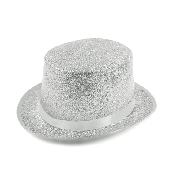 YZZZJZQL Top Hat Costume Shiny Sequin Hat Dress Up Bowler Cosplay Costume Top Hats For Men Women For Masquerade Silver
