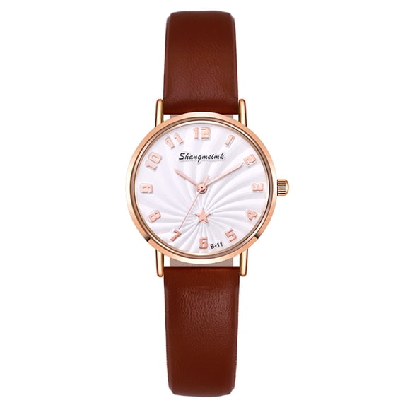 YZZZJZQL Watch For Women Casual Arabic Numbers Leather Analog Quartz Watch Waterproof Watches Brown