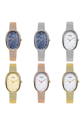 Women'S Watches Curved Triangle Watch Elegant Oval Shaped Dial Adjustable Stainless Steel Strap Wristwatches