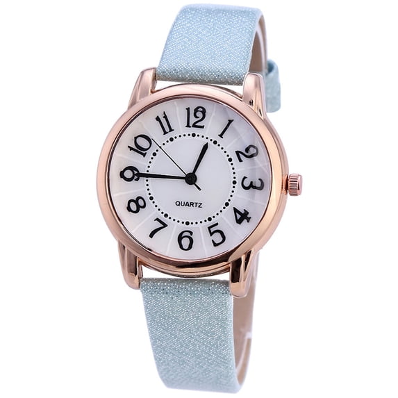 YZZZJZQL Women Watch Elegant Small Dial Quartz Wristwatches Simple Soft Frosted Pu Leather Strap Sky Blue