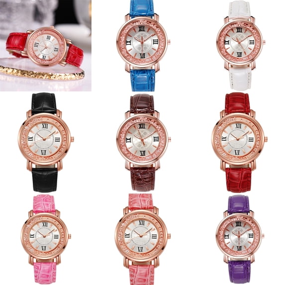YZZZJZQL Women Watch Fashion Elegant Ladies Pu Leather Leather Waterproof Quartz Wristwatch Black