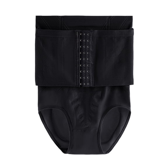 YZZZJZQL Women's High Waist Tummy Control Shapewear Briefs, Adjustable Hook-and-Eye Underwear for Butt Lifting & Daily Wear Black L