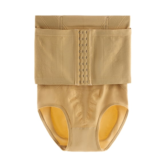 YZZZJZQL Women's High Waist Tummy Control Shapewear Briefs, Adjustable Hook-and-Eye Underwear for Butt Lifting & Daily Wear Yellow L