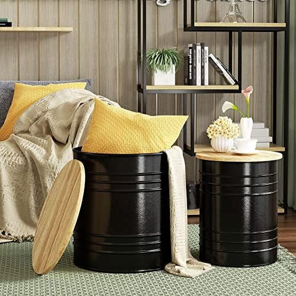 YZboomLife Farmhouse End Tables Set of 2 Galvanized Rustic Coffee Table